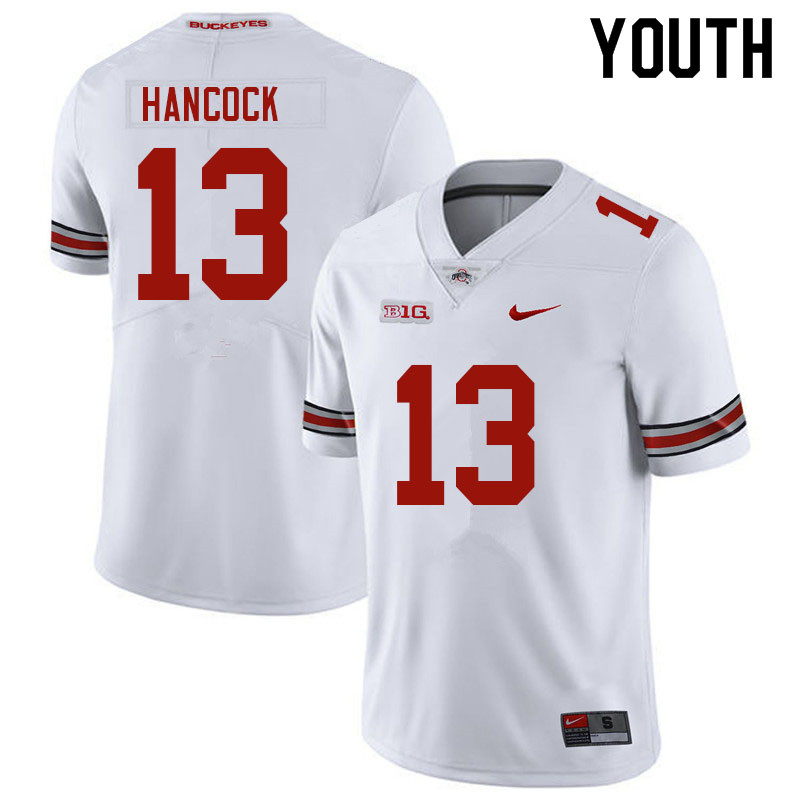 Ohio State Buckeyes Jordan Hancock Youth #13 White Authentic Stitched College Football Jersey